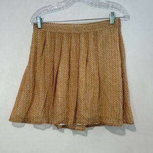 Old Navy Women’s Skirt Mustard Yellow White Herringbone Print Size Small